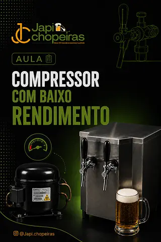 Compressor de chopeira com baixo rendimento apresentando perda de eficiência no sistema de refrigeração